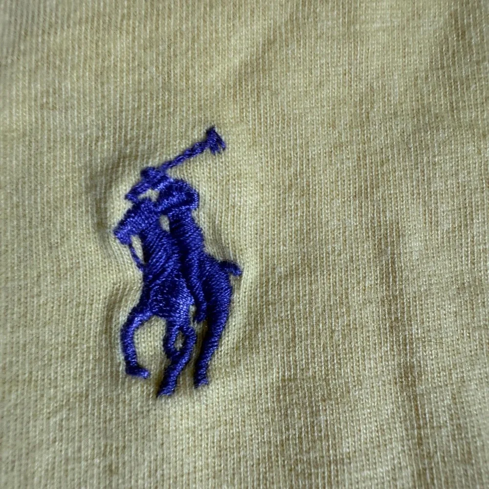 POLO Ralph Lauren Bright Yellow Men's Cotton Large Short Sleeve Tee. Purple Logo